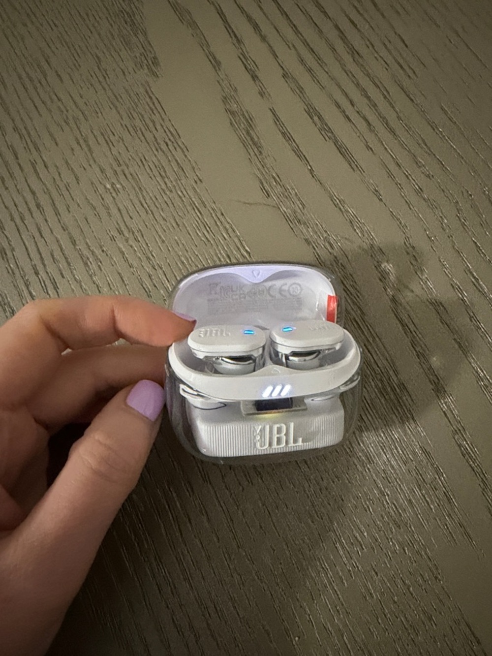 JBL White True Wireless Earbuds with Clear Charging Case